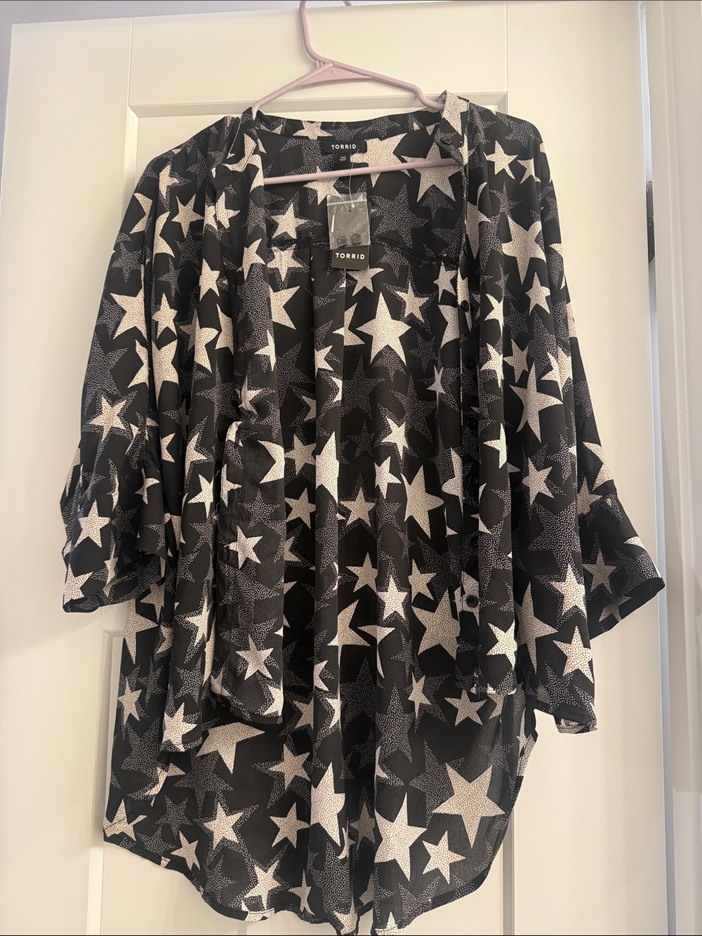 torrid Black Sheer Star-Print Kimono